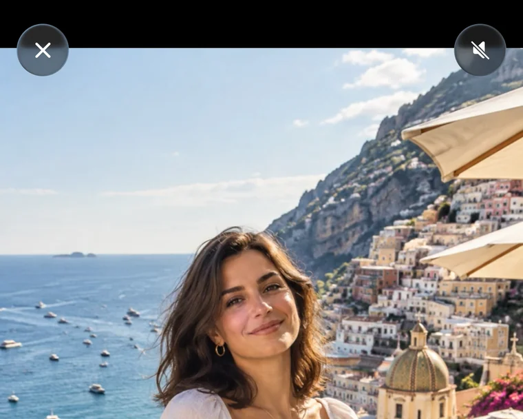A public Reel opened in InViewer: a sample photo with close and sound controls